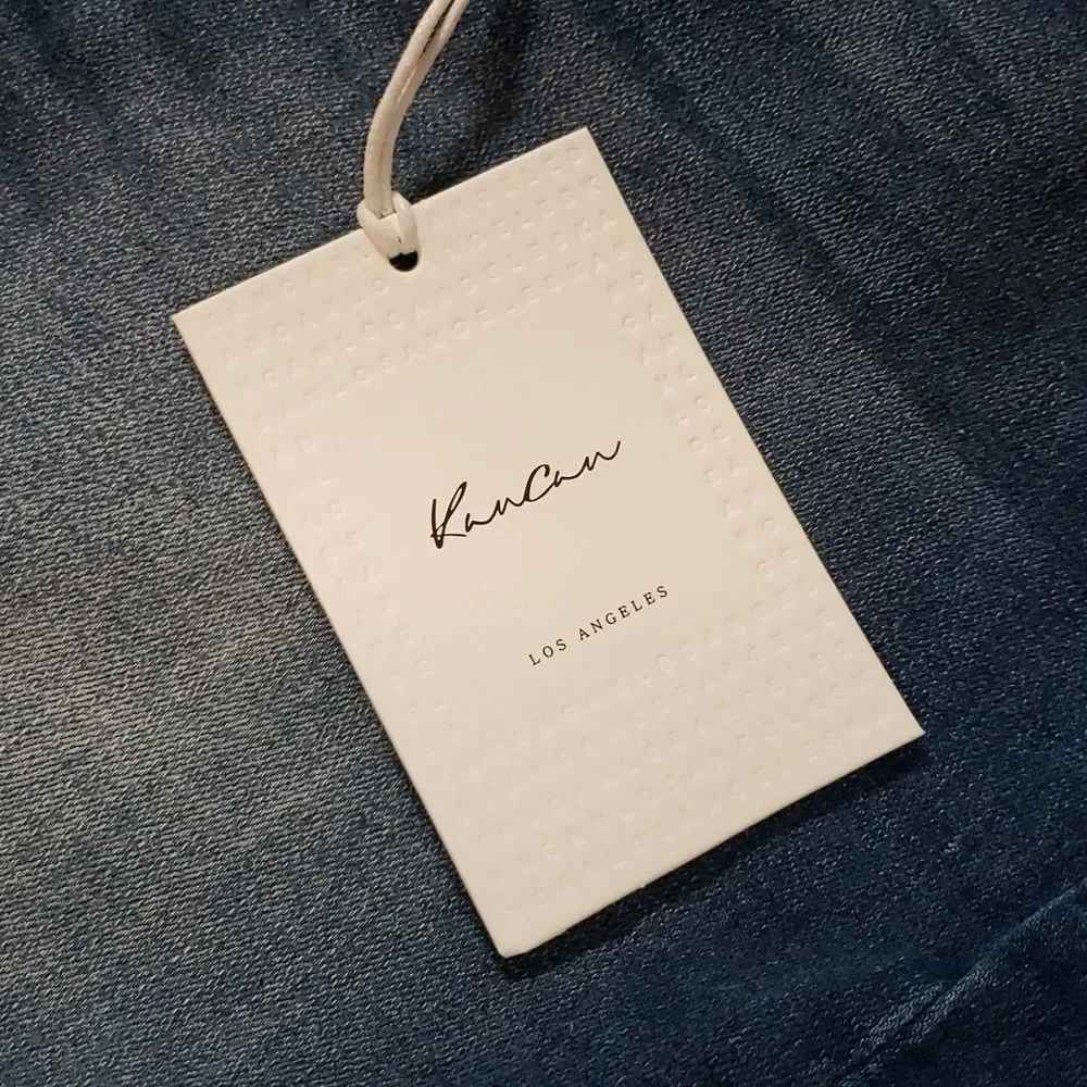 NEW NWT Jean Denim Distressed‎ Raw Hem Skirt by KanCan KC6062M Size 11 29